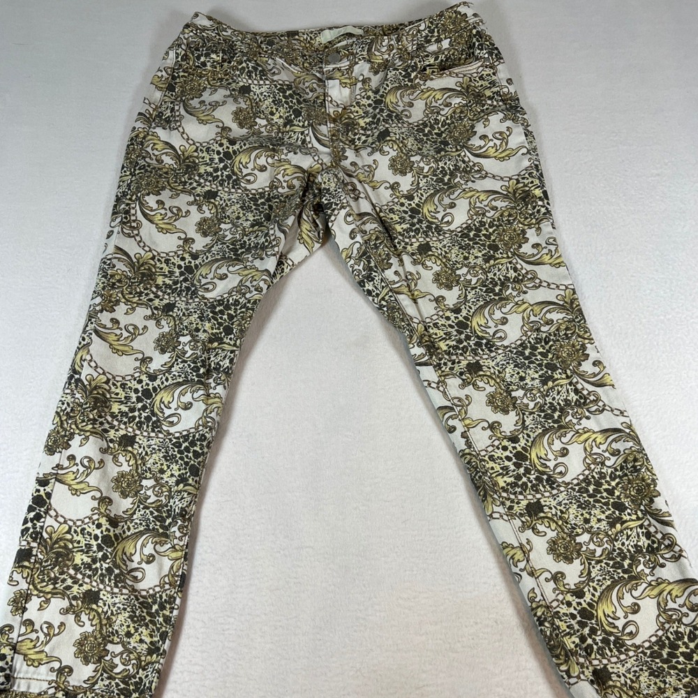 Almost Famous Premium Pants Women 16 Gold Baroque Leopard Print Excellent Skinny